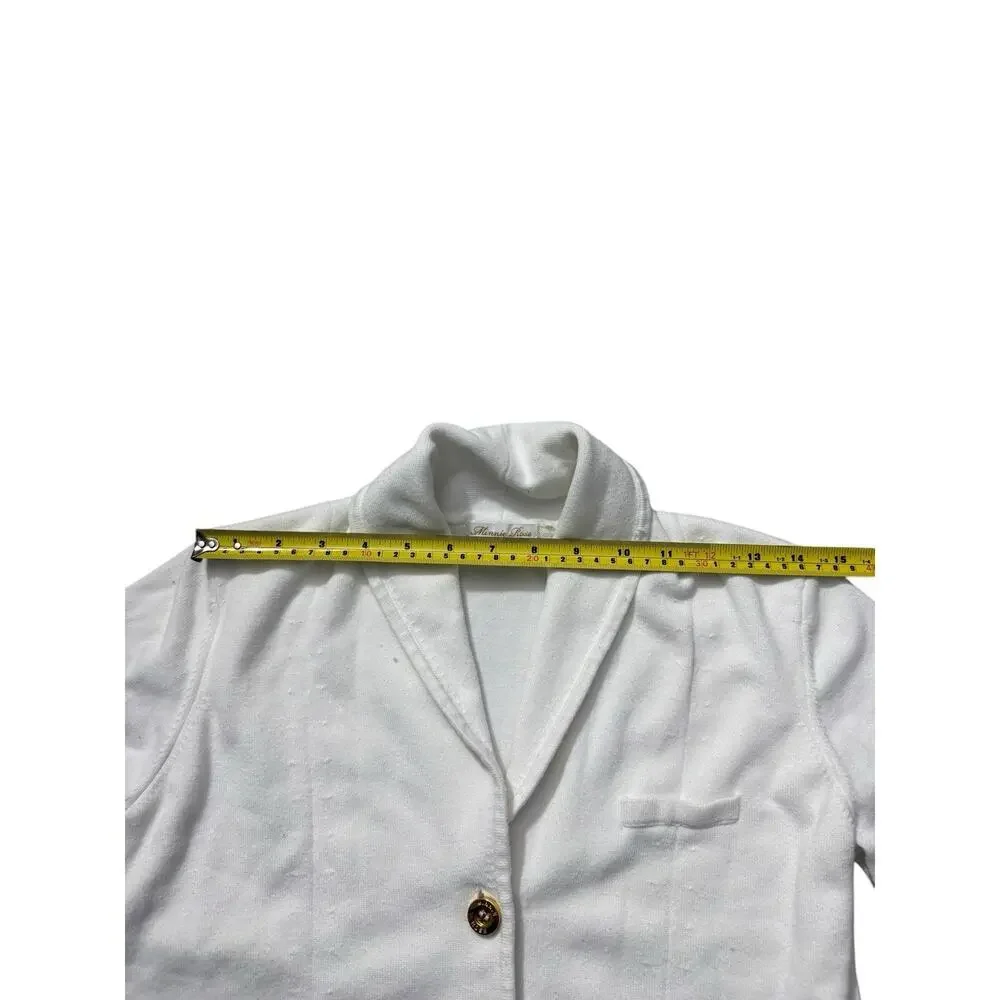 Mini Rose Women’s White Blazer Jacket S Cotton Nylon Spandex Gold Buttons - Picture 11 of 12